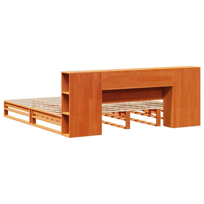 Bed met boekenkast zonder matras hout wasbruin 180x200 cm