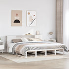 Bed met boekenkast zonder matras massief hout wit 200x200 cm