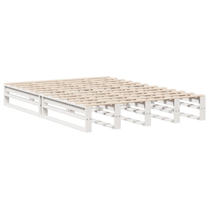 Bed met boekenkast zonder matras massief hout wit 120x190 cm