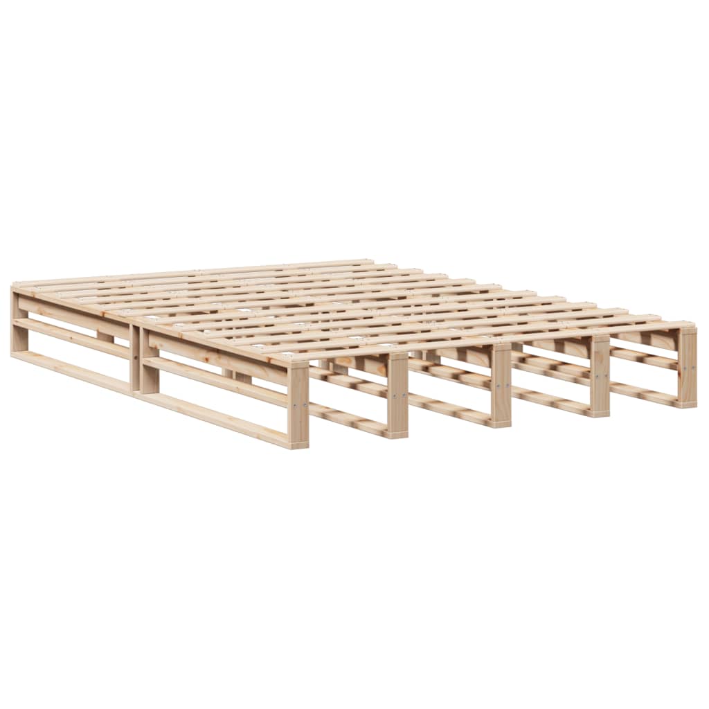 Bed met boekenkast zonder matras massief hout 135x190 cm