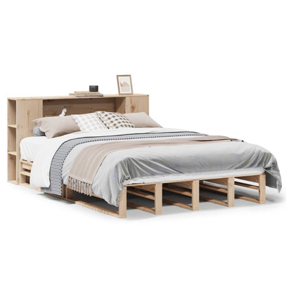 Bed met boekenkast zonder matras massief hout 140x190 cm