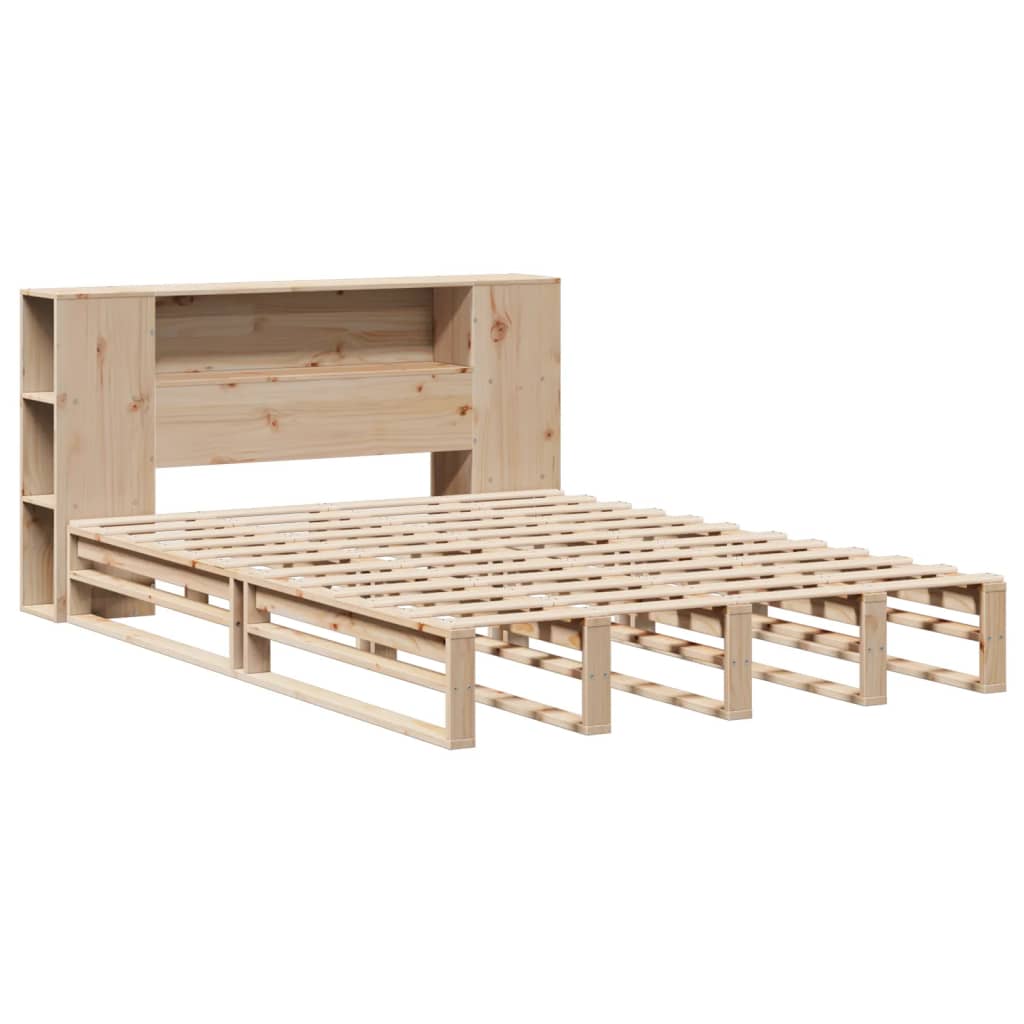 Bed met boekenkast zonder matras massief hout 140x190 cm