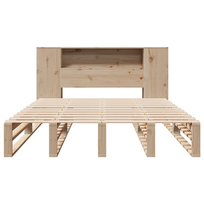 Bed met boekenkast zonder matras massief hout 140x190 cm