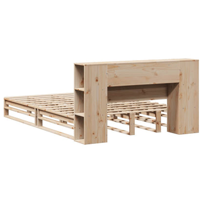 Bed met boekenkast zonder matras massief hout 140x190 cm