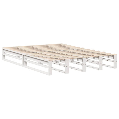 Bed met boekenkast zonder matras massief hout wit 140x190 cm