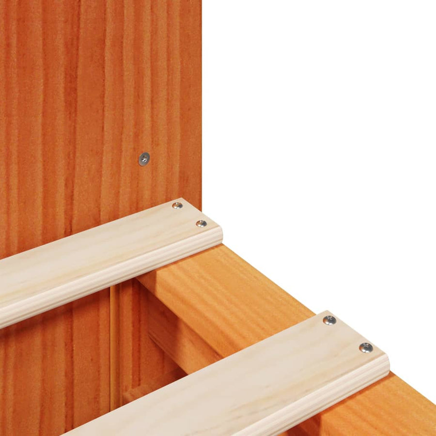 Bed met boekenkast zonder matras hout wasbruin 140x190 cm