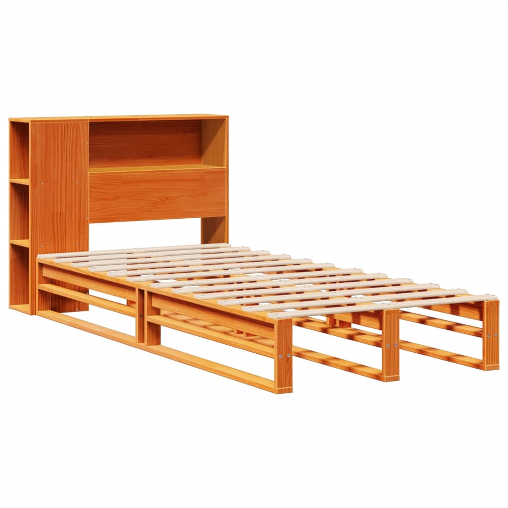 Bed met boekenkast zonder matras hout wasbruin 100x200 cm