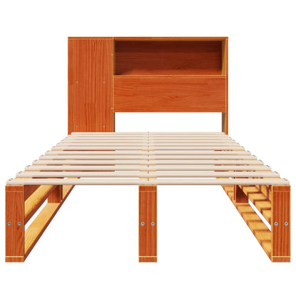 Bed met boekenkast zonder matras hout wasbruin 100x200 cm