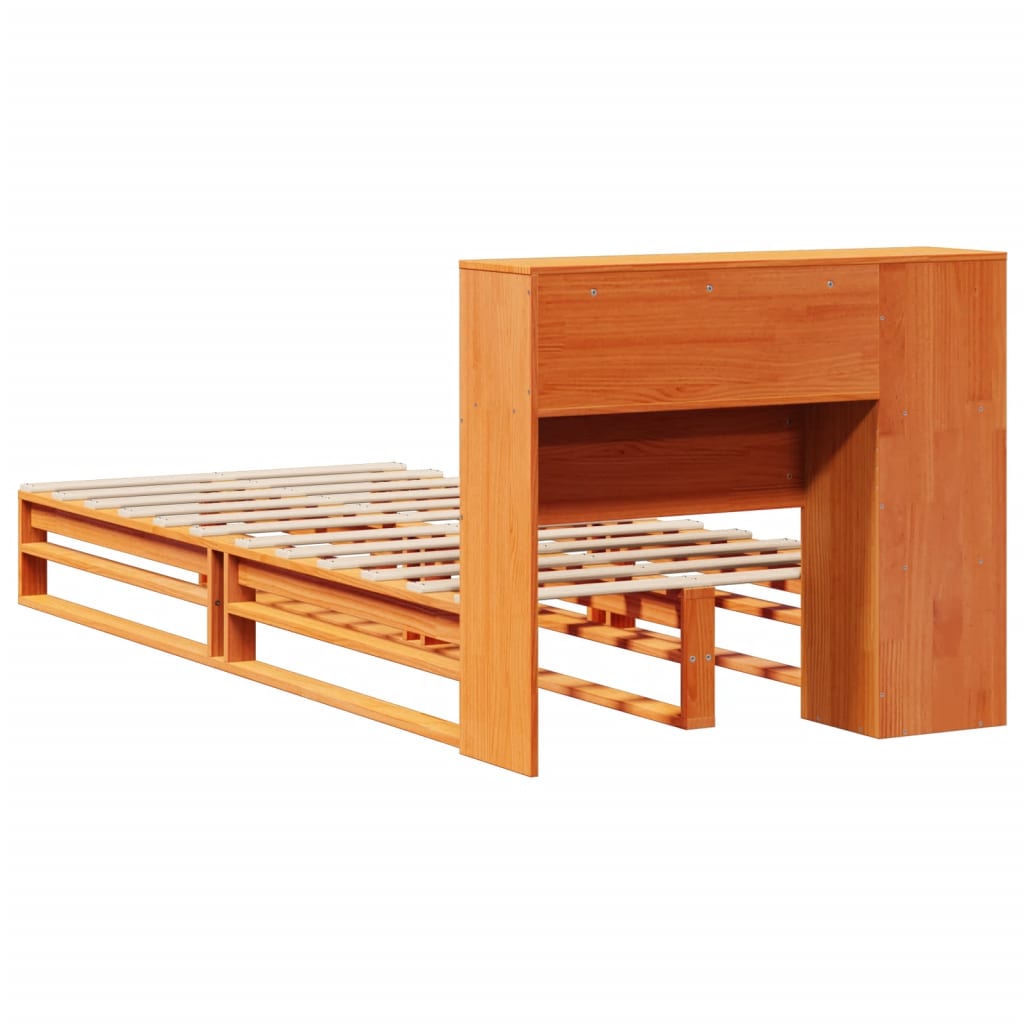Bed met boekenkast zonder matras hout wasbruin 100x200 cm