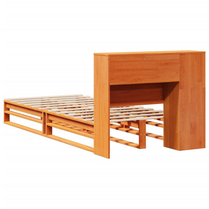 Bed met boekenkast zonder matras hout wasbruin 100x200 cm