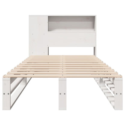 Bed met boekenkast zonder matras massief hout wit 75x190 cm