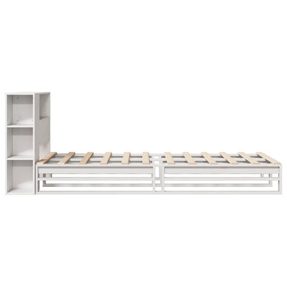 Bed met boekenkast zonder matras massief hout wit 75x190 cm