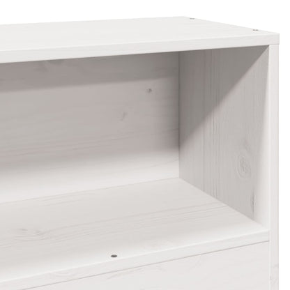Bed met boekenkast zonder matras massief hout wit 75x190 cm