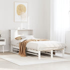 Bed met boekenkast 75x190 cm massief grenenhout wit