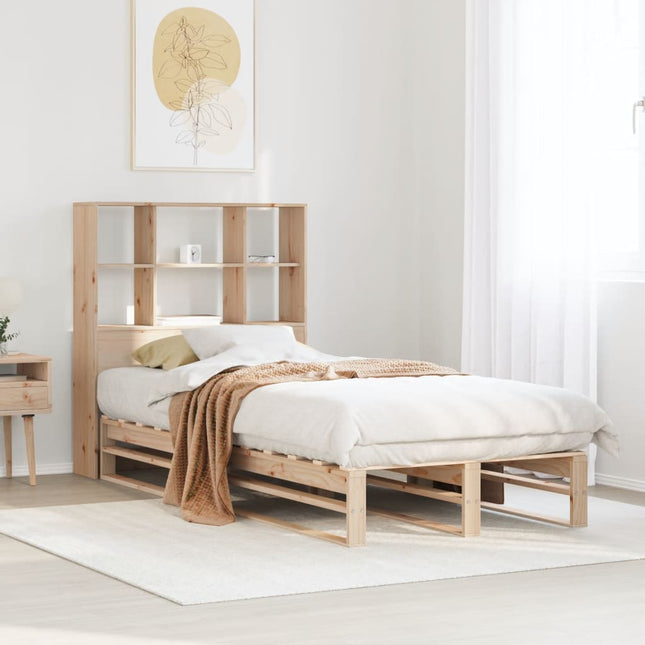 Bed met boekenkast zonder matras massief hout 90x200 cm