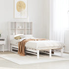 Bed met boekenkast zonder matras massief hout wit 100x200 cm