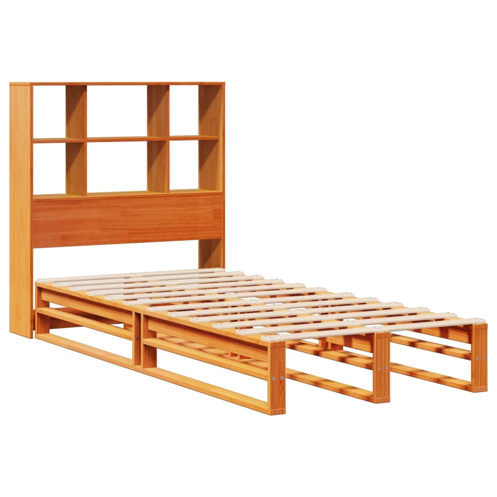 Bed met boekenkast zonder matras hout wasbruin 100x200 cm