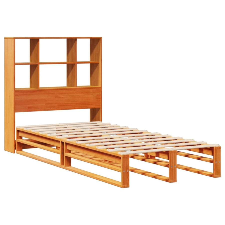 Bed met boekenkast zonder matras hout wasbruin 100x200 cm