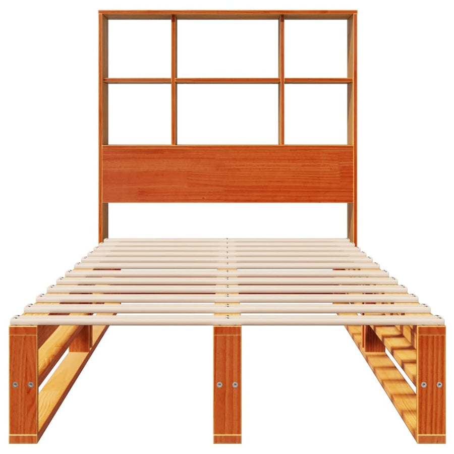 Bed met boekenkast zonder matras hout wasbruin 100x200 cm