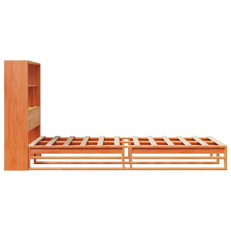 Bed met boekenkast zonder matras hout wasbruin 100x200 cm