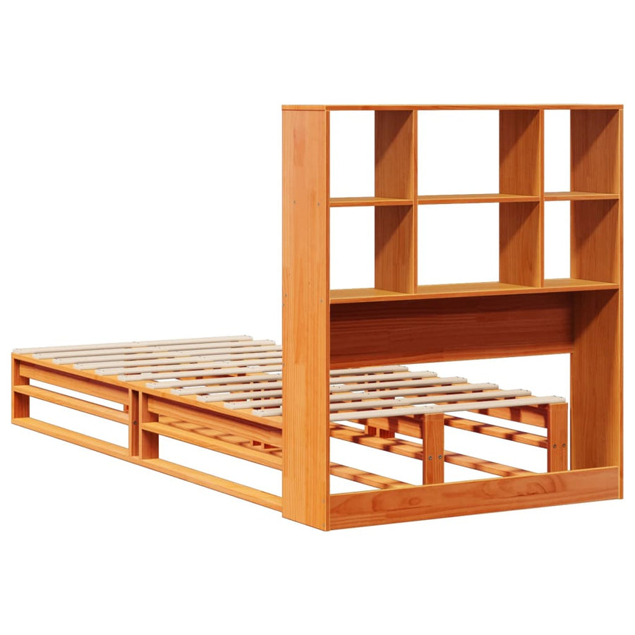 Bed met boekenkast zonder matras hout wasbruin 100x200 cm