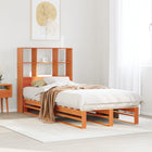 Bed met boekenkast zonder matras hout wasbruin 100x200 cm