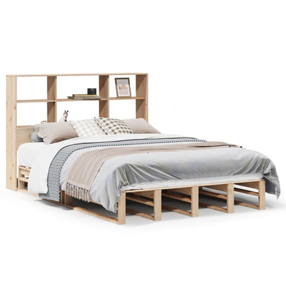 Bed met boekenkast zonder matras massief hout 140x200 cm