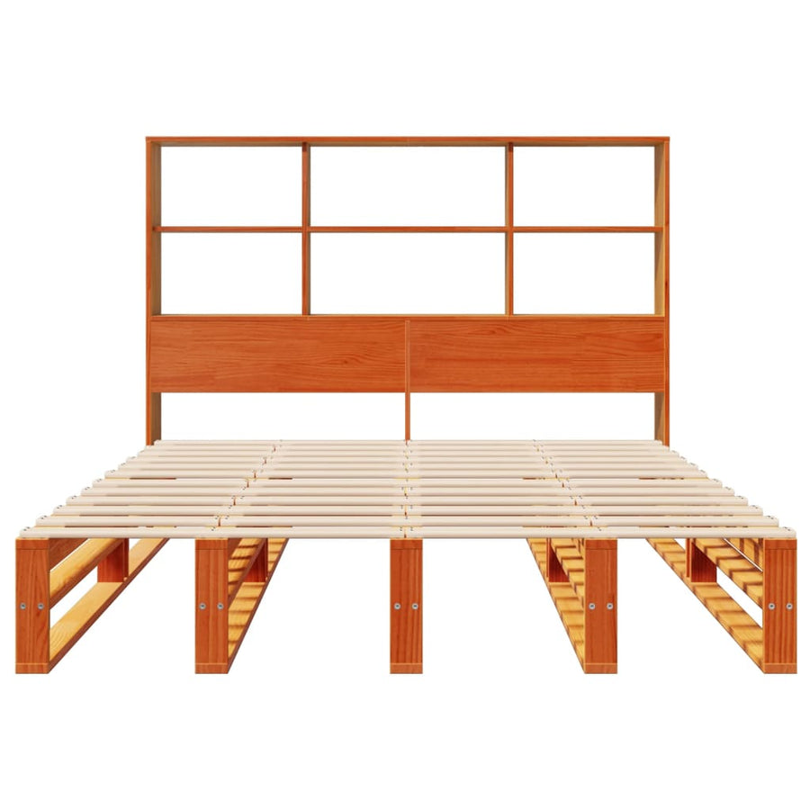 Bed met boekenkast zonder matras hout wasbruin 150x200 cm