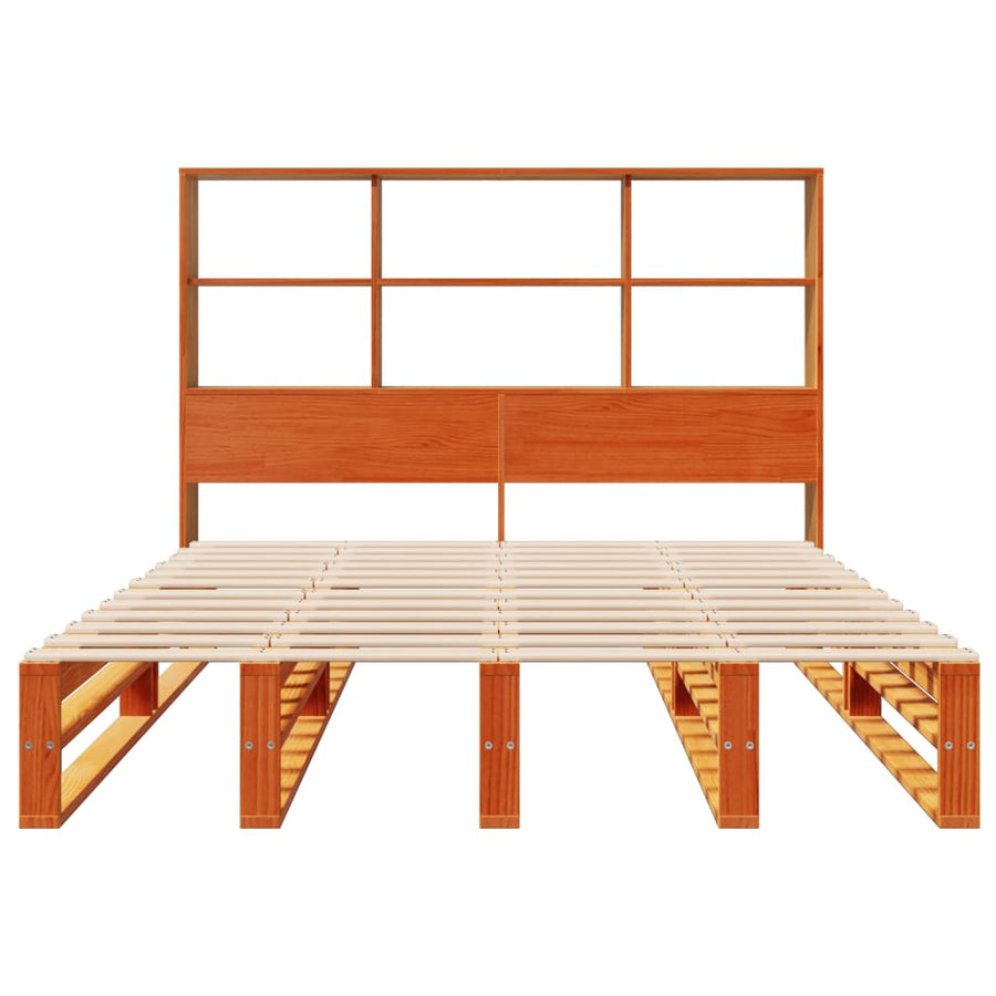 Bed met boekenkast zonder matras hout wasbruin 160x200 cm