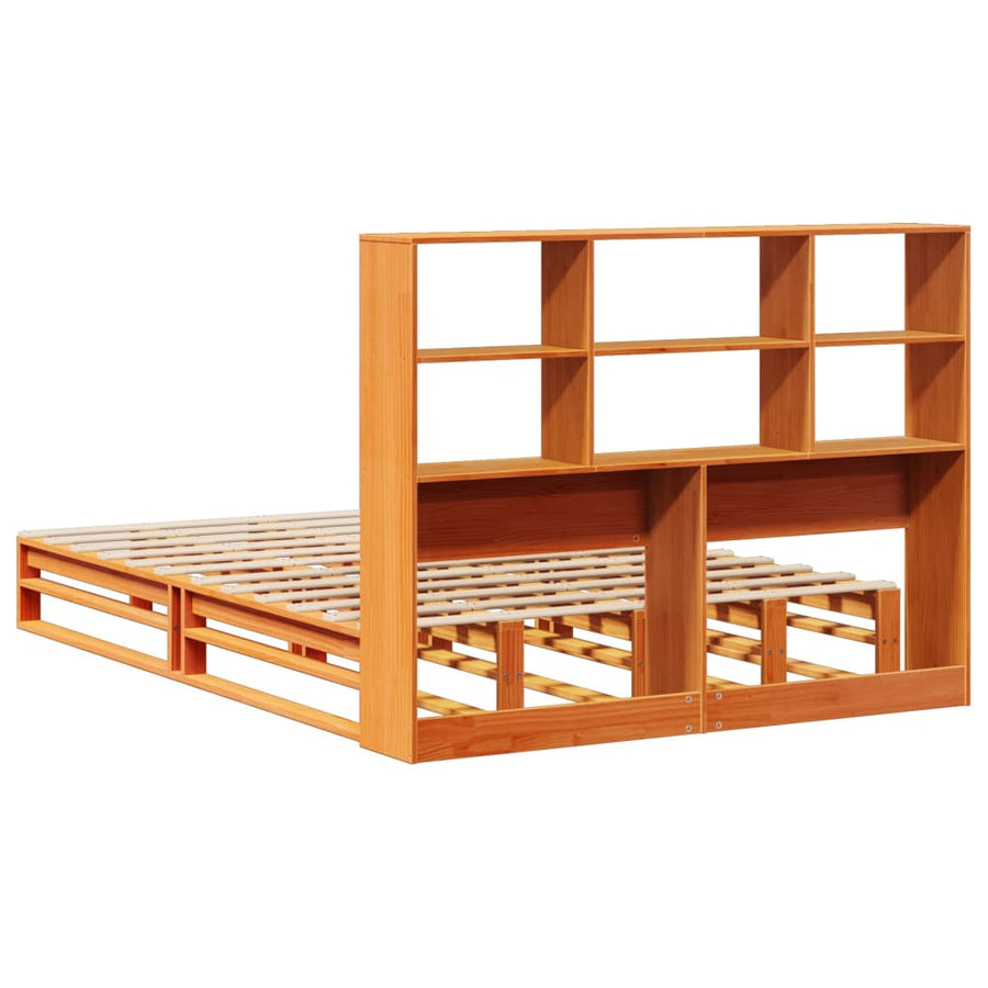 Bed met boekenkast zonder matras hout wasbruin 160x200 cm