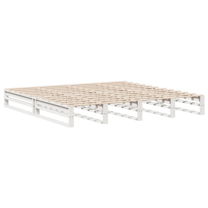 Bed met boekenkast zonder matras massief hout wit 180x200 cm