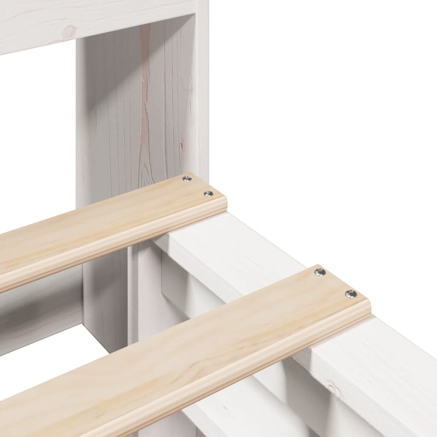 Bed met boekenkast zonder matras massief hout wit 180x200 cm