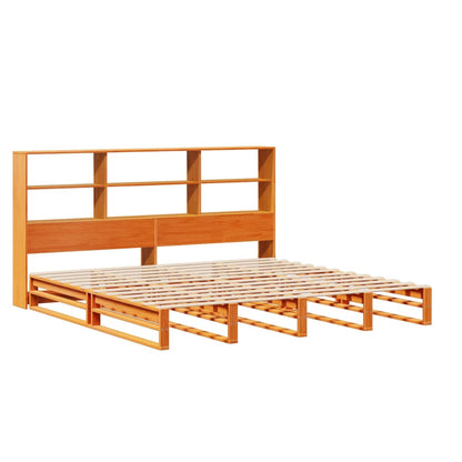 Bed met boekenkast zonder matras hout wasbruin 180x200 cm