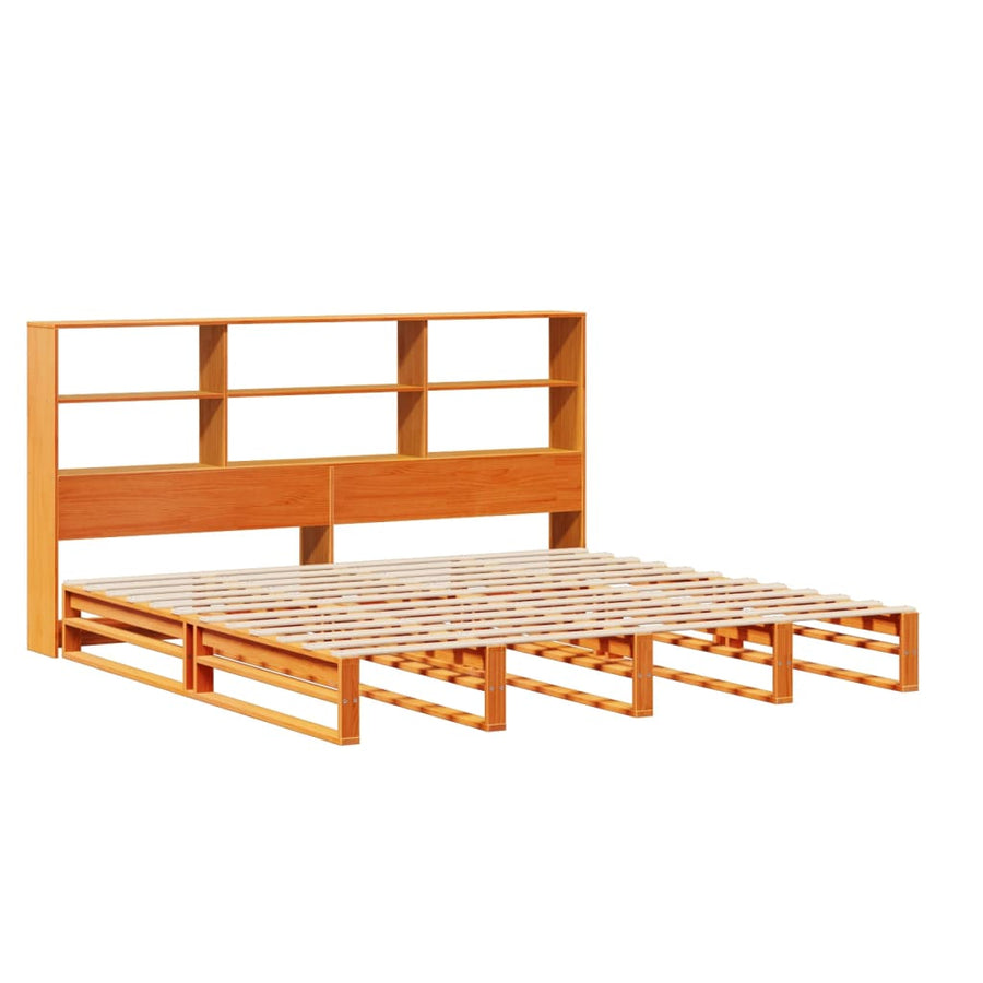 Bed met boekenkast zonder matras hout wasbruin 180x200 cm