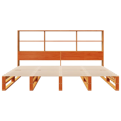 Bed met boekenkast zonder matras hout wasbruin 180x200 cm