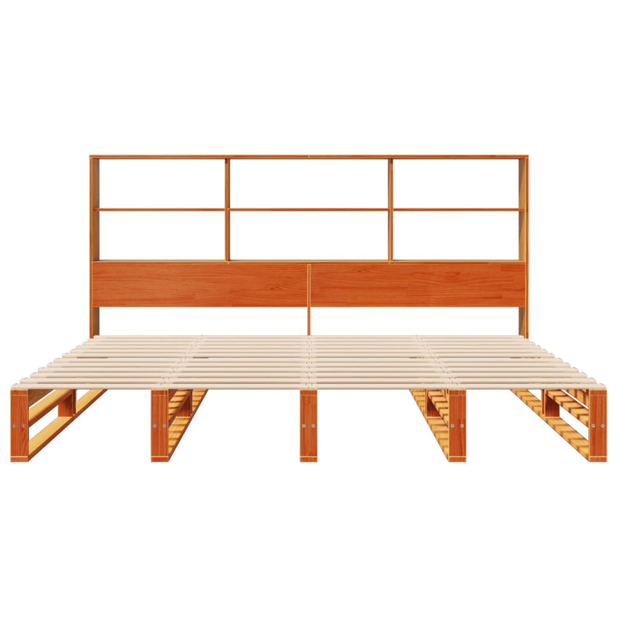 Bed met boekenkast zonder matras hout wasbruin 180x200 cm