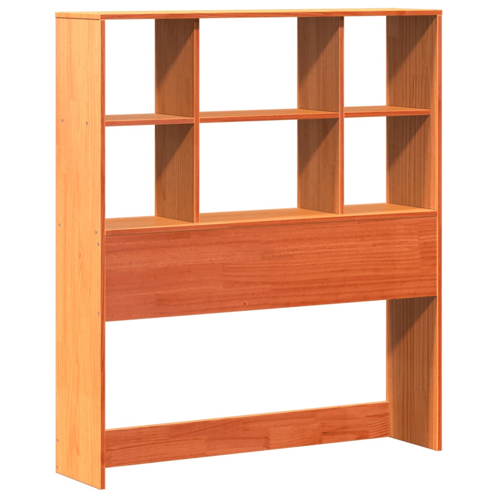 Bed met boekenkast zonder matras massief hout wasbruin 75x190cm