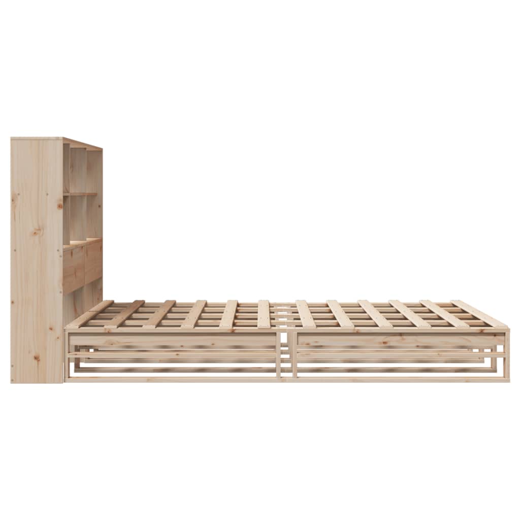 Bed met boekenkast zonder matras massief hout 140x190 cm