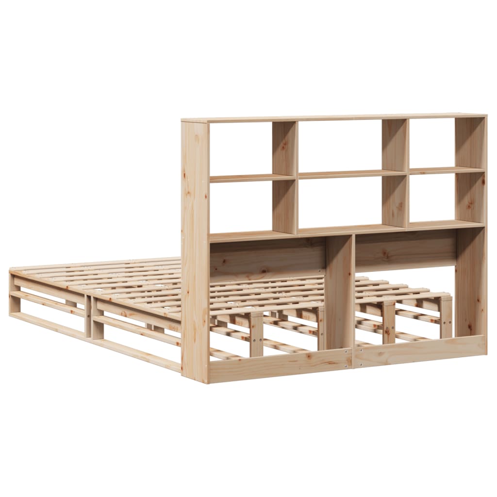Bed met boekenkast zonder matras massief hout 140x190 cm
