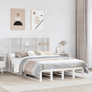 Bed met boekenkast massief grenenhout wit 140x190 cm