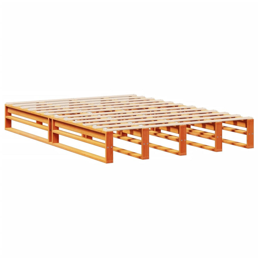 Bed met boekenkast zonder matras hout wasbruin 140x190 cm