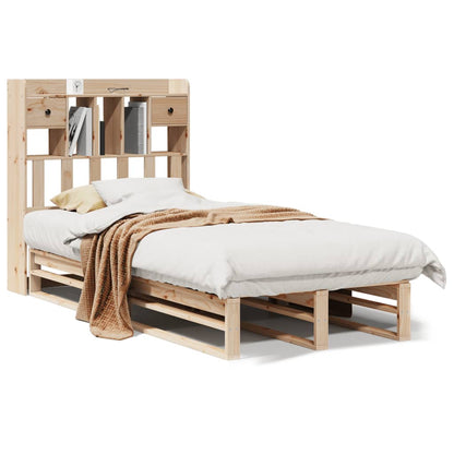 Bed met boekenkast zonder matras massief grenenhout 90x200 cm