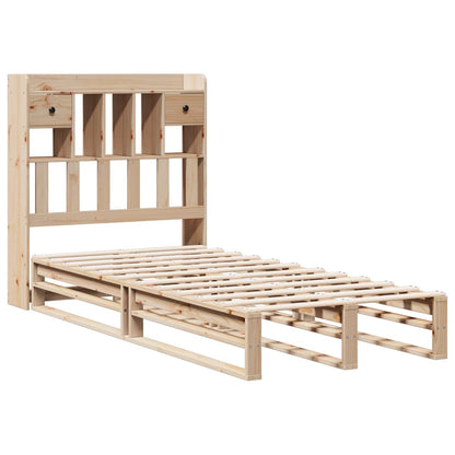 Bed met boekenkast zonder matras massief grenenhout 90x200 cm