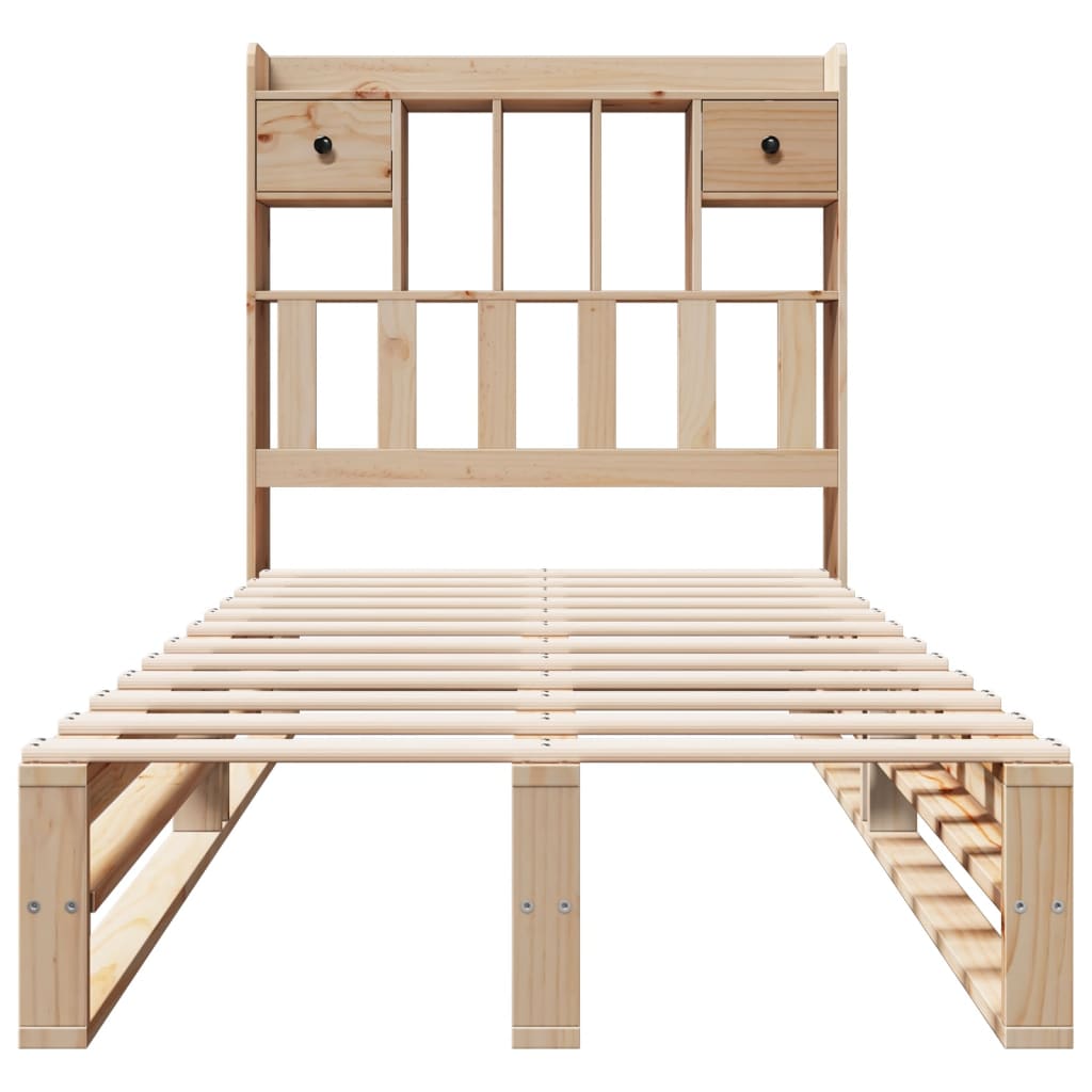 Bed met boekenkast zonder matras massief grenenhout 90x200 cm