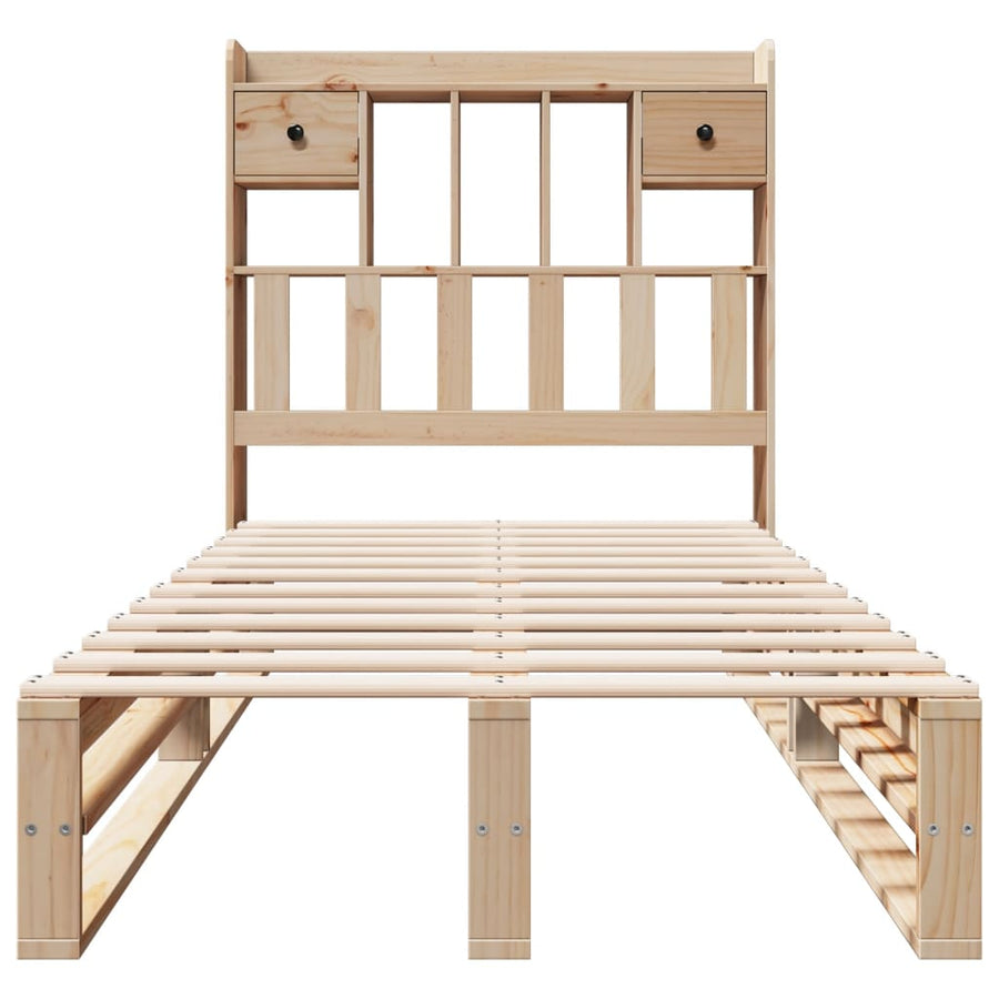 Bed met boekenkast zonder matras massief grenenhout 90x200 cm