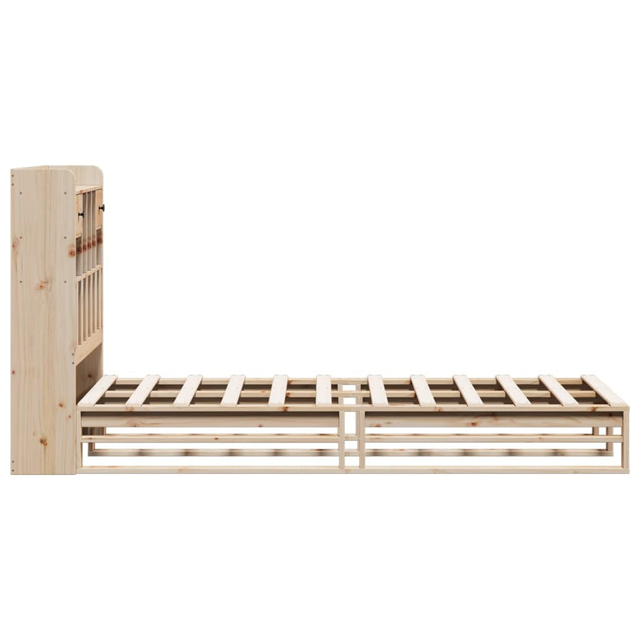 Bed met boekenkast zonder matras massief grenenhout 90x200 cm