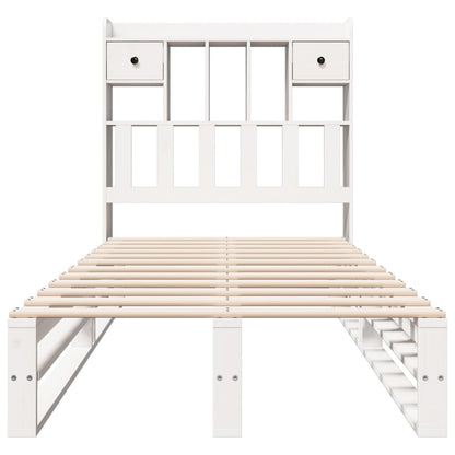 Bed met boekenkast zonder matras grenenhout wit 90x200 cm