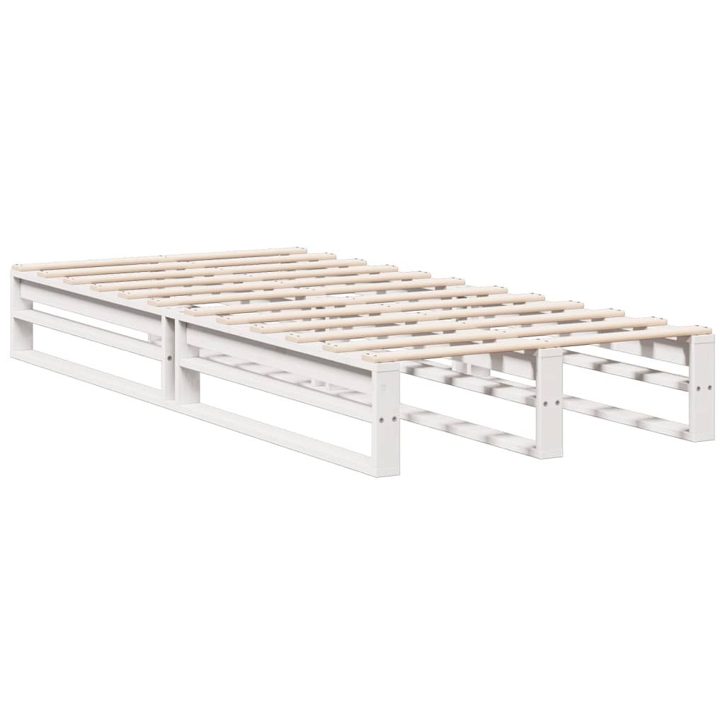 Bed met boekenkast zonder matras grenenhout wit 90x200 cm