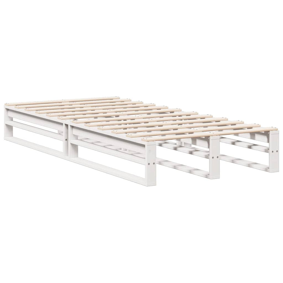 Bed met boekenkast zonder matras grenenhout wit 90x200 cm