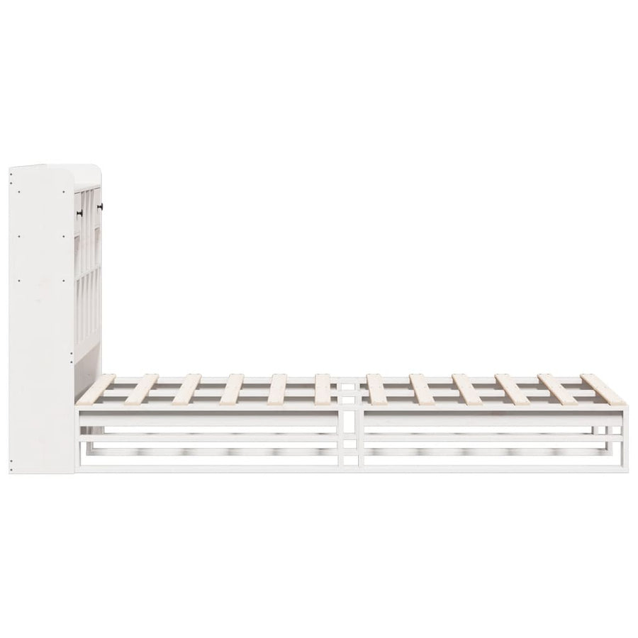 Bed met boekenkast zonder matras grenenhout wit 90x200 cm